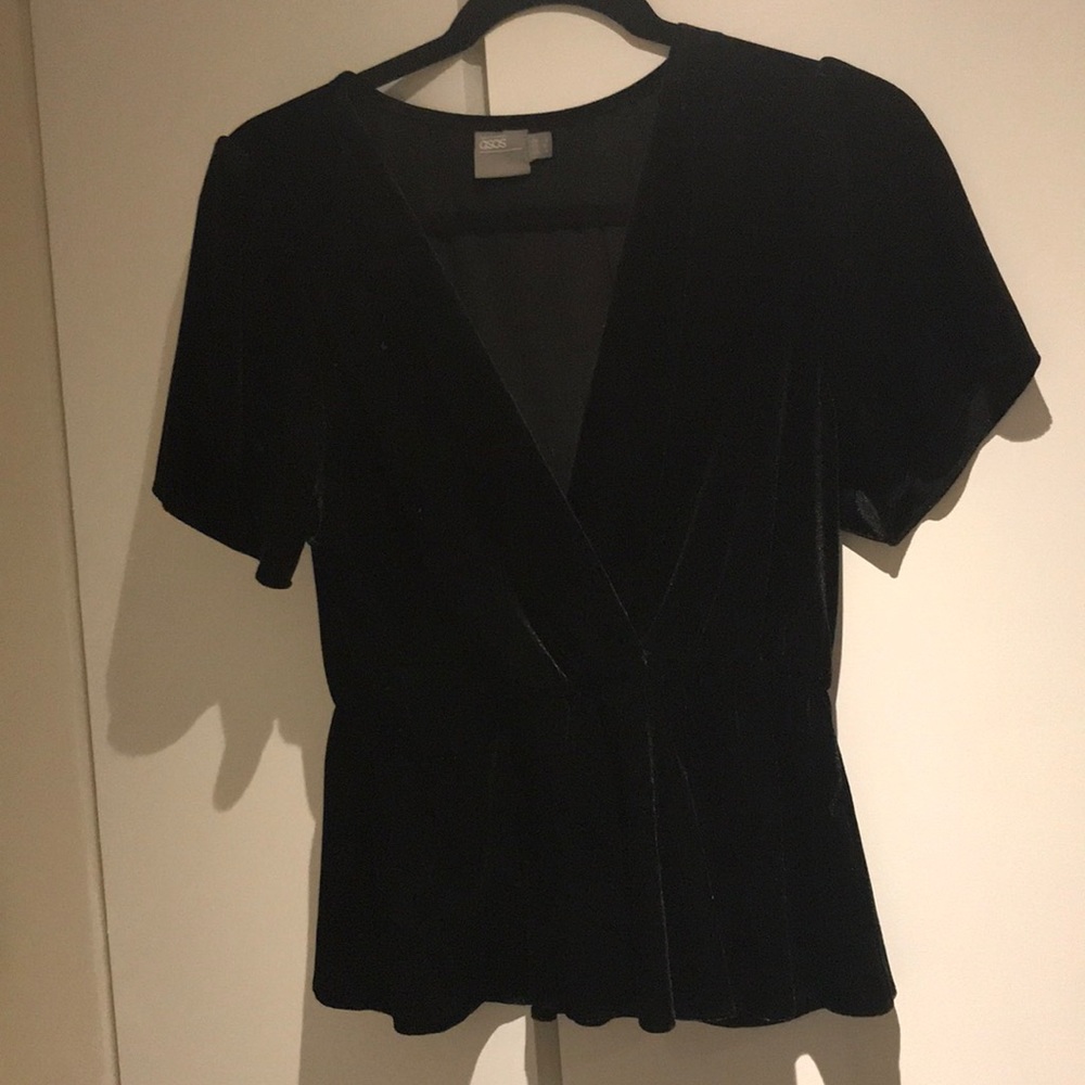Black velvet wrap top